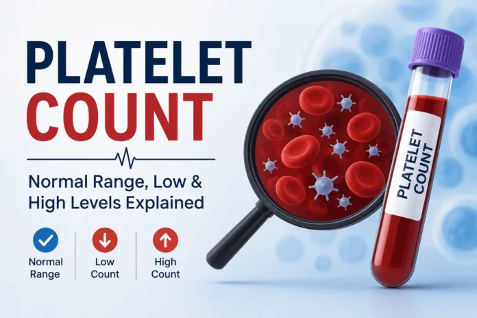 Platelet count explained: learn the normal platelet count range, causes of low and high platelet count, symptoms, and what your platelet blood test results mean.